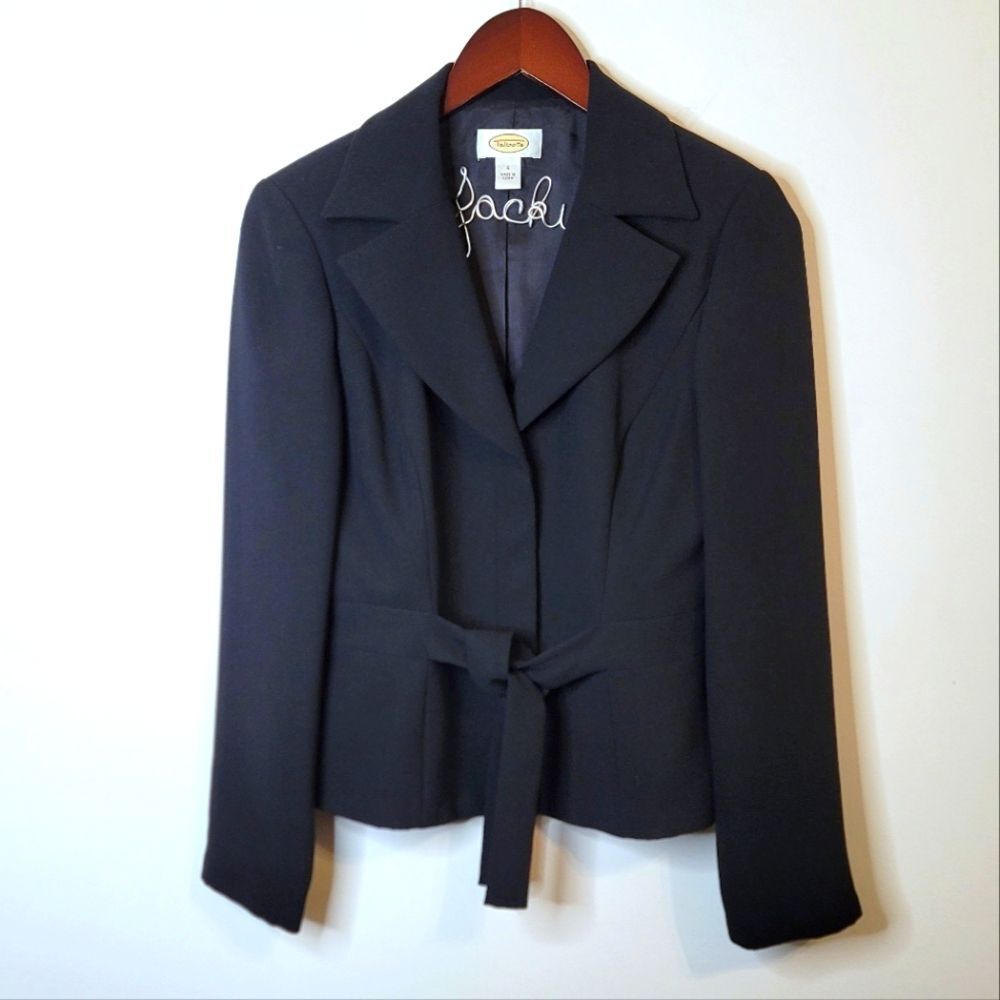 Talbots Black Button Tie Front Blazer Career Wear Size 4